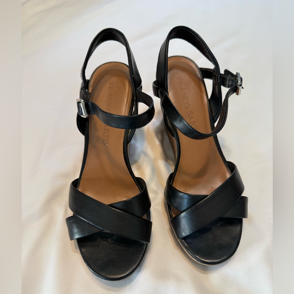 Franco Sarto Black Strappy Wedge